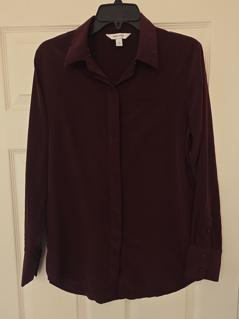 Nine West Burgundy Button-Up Blouse